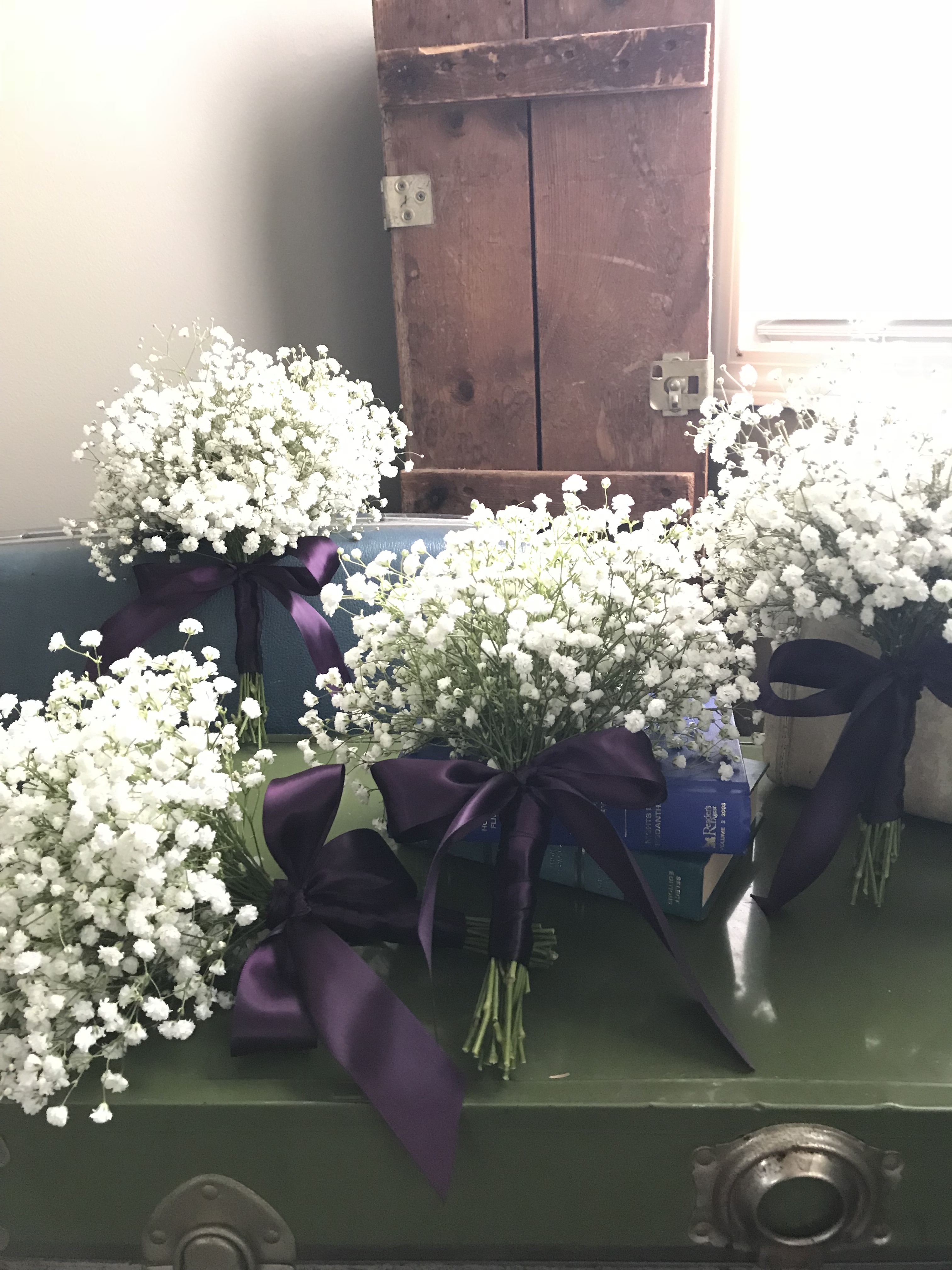 Bridesmaids bouquets baby's breath wedding centerpieces