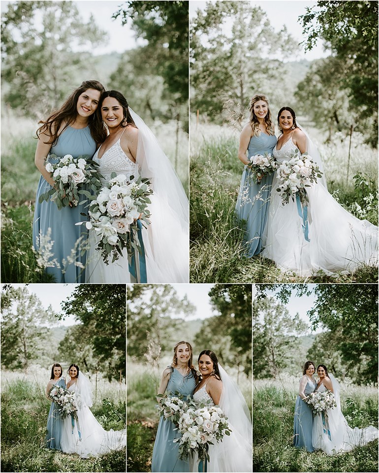 bride and bridesmaids at the white oak barn wedding with bouquets designed by ten point floral design