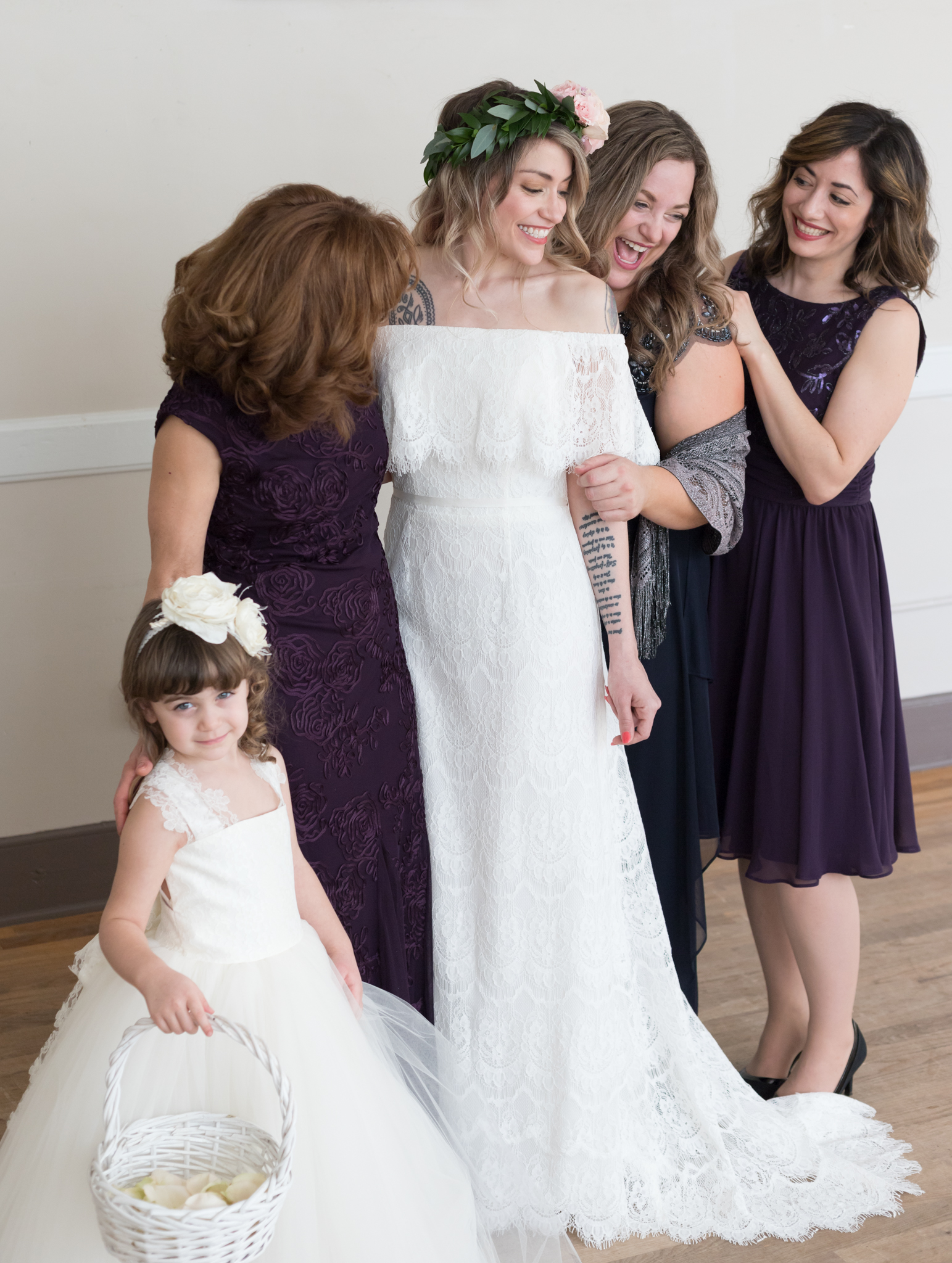 Bride with bridesmaids.