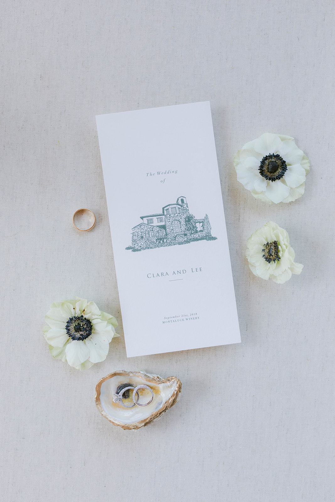 stationery and accessories pictured with anemone flowers