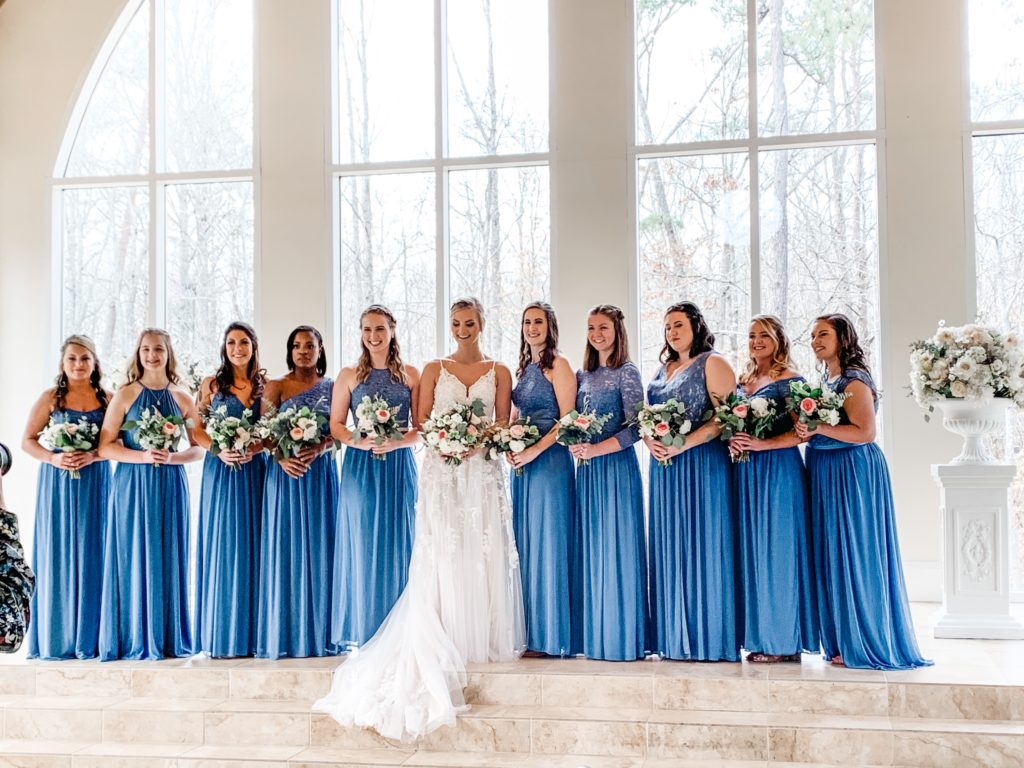 Ashton Gardens Atlanta- Bride and her bridesmaids in the chapel 