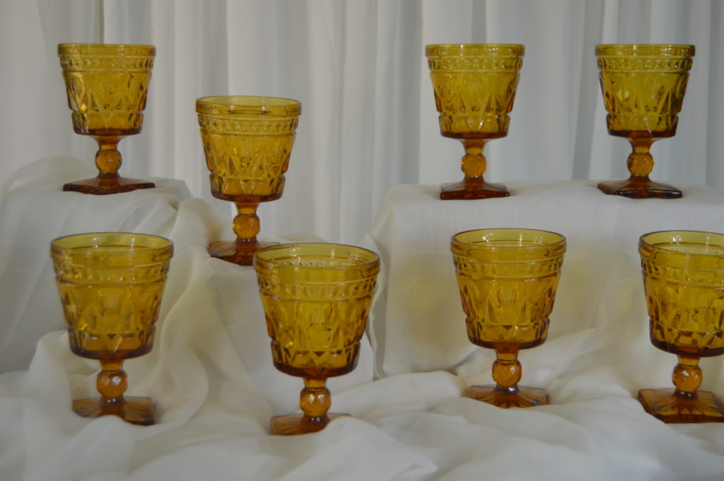 Amber Vintage Goblets wedding rental