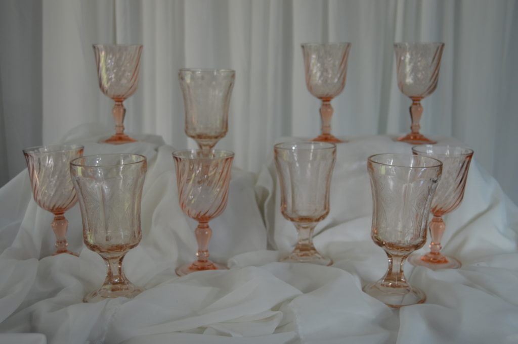 Rose/pink vintage goblets 