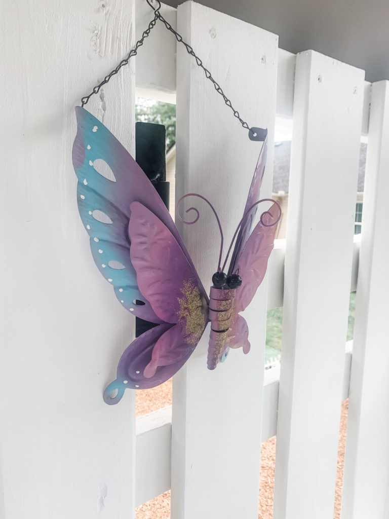 Decor of a lavender metal burtterfly